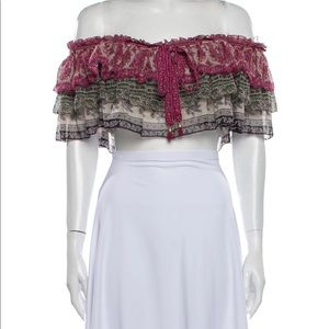 ZIMMERMANN Printed Off-The-Shoulder Crop Top